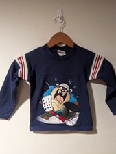Vintage Looney Tunes Taz Hockey 2T Shirt Toddler Navy Long Sleeve Graphic