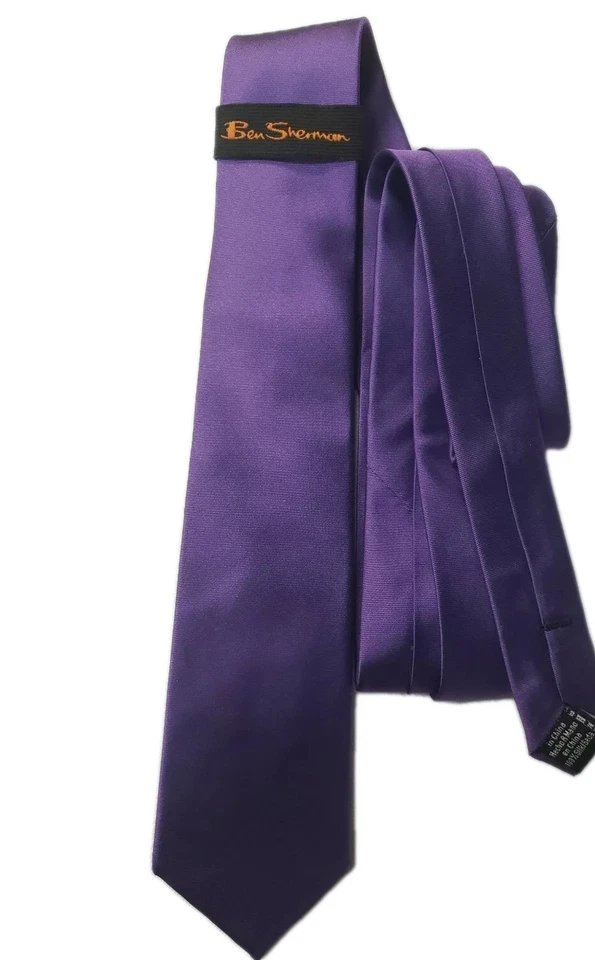 Corbata de seda hecha a mano para hombre Ben Sherman NUEVA púrpura #C Foto 2 de 4