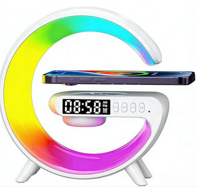 Wireless Speaker Bluetooth Lamp, Atmosphere Clock Wireless Charging Power Bank