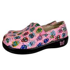 Alegria Keli Sugar Skulls Pink Nursing Clogs Día de los Muertos Shoes Size 38