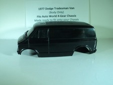 HO scale Resin Slot Car Body Black Dodge Tradesman Van Fits Auto World 4-Gear