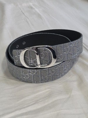 Authentic Christian DIOR Belt Silver/Black Reversible Size 34 100CM