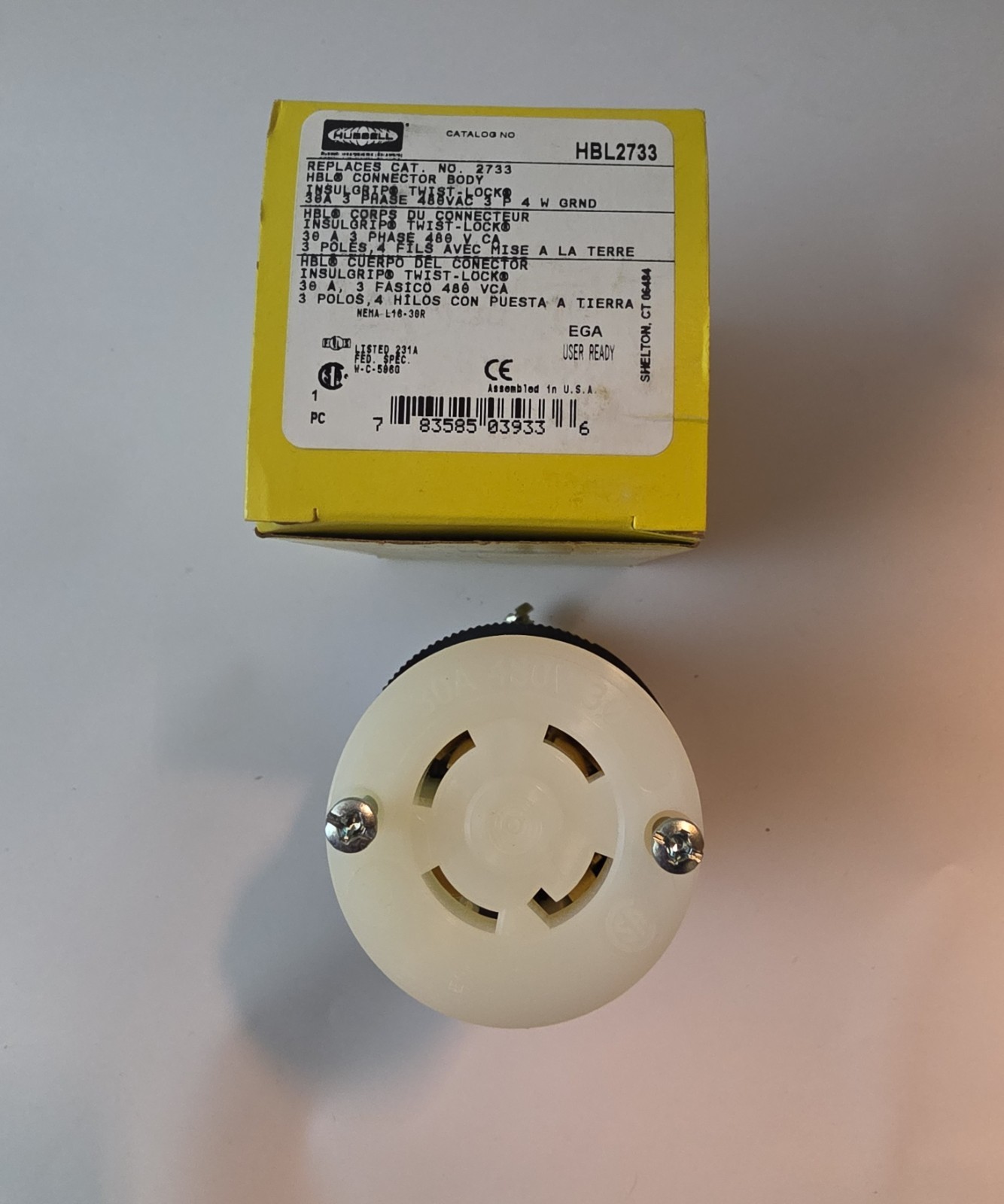 Conector de bloqueo Hubbell HBL2733 - Receptáculo envío gratuito
