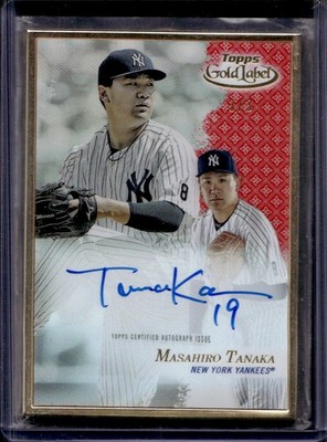 Masahiro Tanaka 2017 Topps Gold Label #FA-MTA Framed Auto Red #3/3
