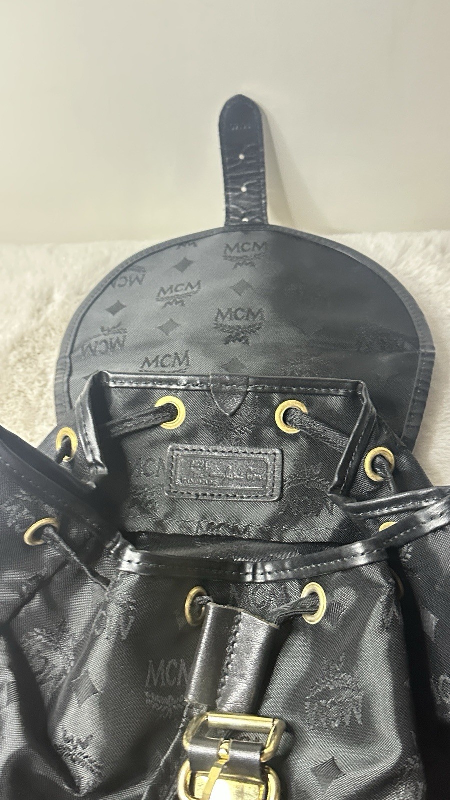 MCM Authentic Black Nylon Medium Backpack Vintage - image 15