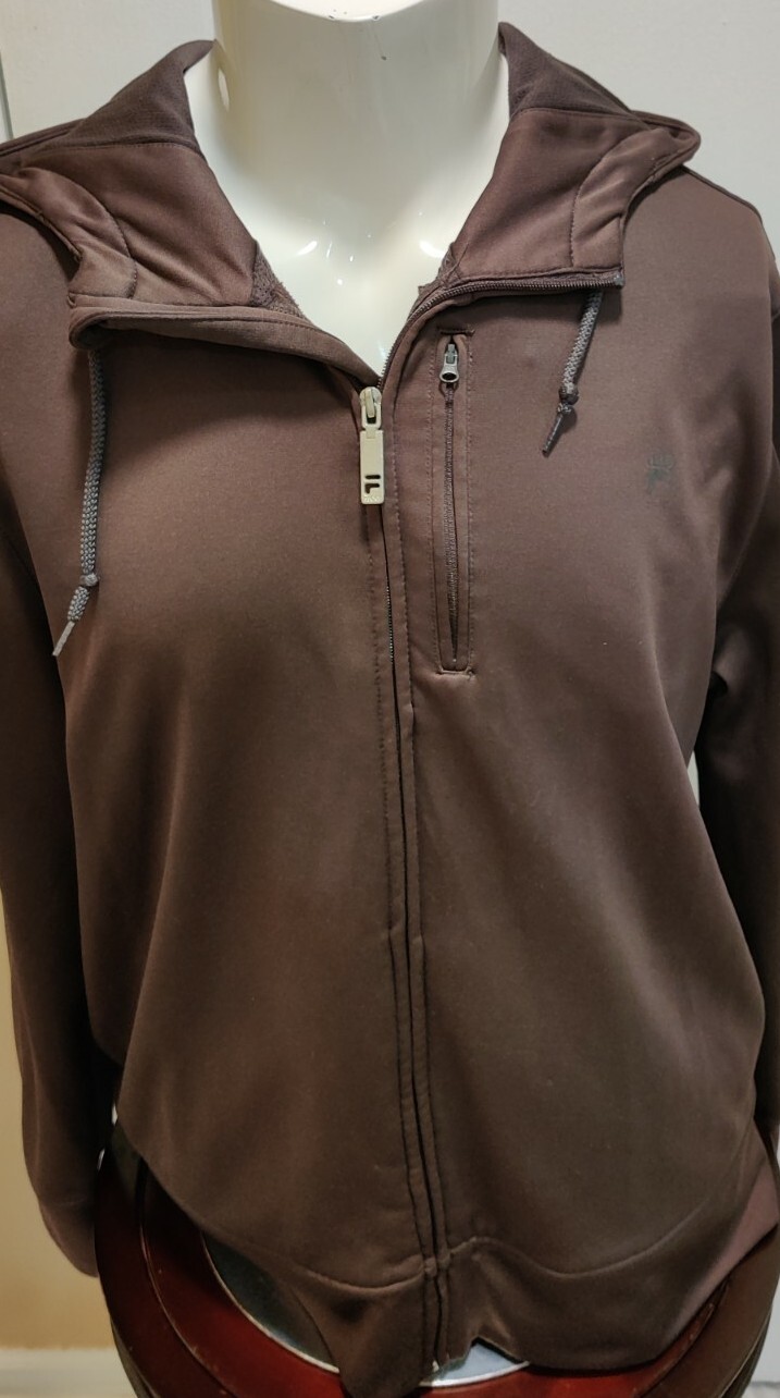 Fila giacca sportiva uomo full zip cappuccio marrone taglia large sportiva