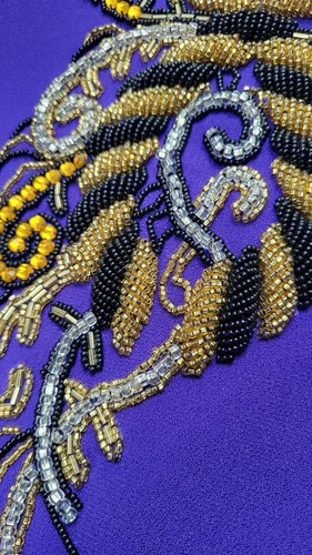 Vintage 2 Piece Purple Heavily Beaded Top and Skirt Suit - Size XS/S - EUC - Picture 11 of 15