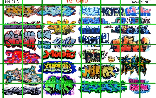 NH101A 1/2 Set N SCALE MODERN URBAN GRAFFITI TAGGING for TRAINs AND BUILDINGS