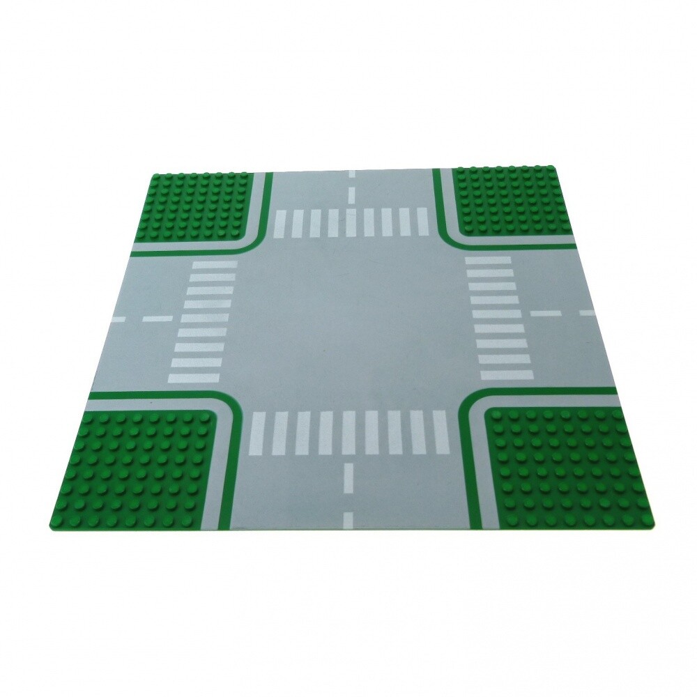 1X Lego Basic Plate B-War Damaged 32X32 Intersection Green Street 30282 611P01