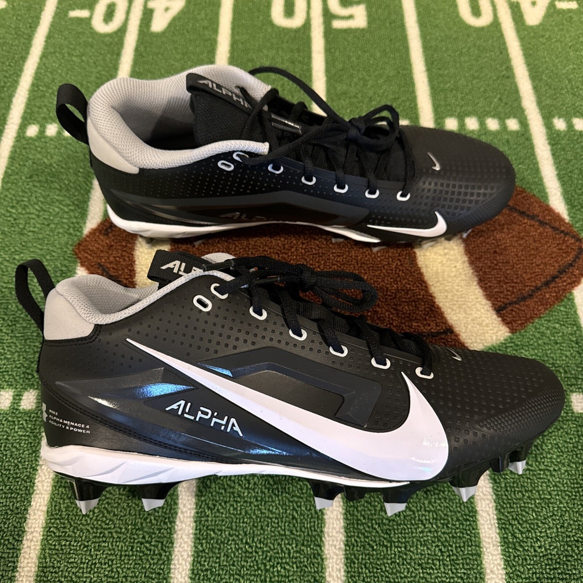 Nike Alpha Menace 4 Varsity Football Cleats Black Men\'s Size 11.5 FN0027-001 Nike Alpha Menace 4 Varsity Football Cleats Black White  main image 2