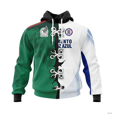 LIGA MX CRUZ AZUL Away Mix Mexico 2022 Kits Hoodie Sweatshirt Tee S5XL Gift Fan