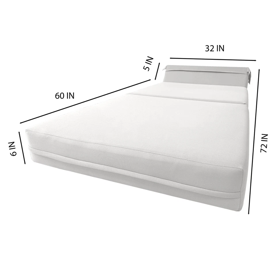 Silla Cama Plegable Camas de Espuma, Cama Plegable Portátil 6 x32x70 Blanca Foto 3 de 4