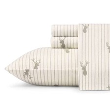 Eddie Bauer - King Sheets, Cotton Flannel Bedding Set, Brushed for Extra Soft...