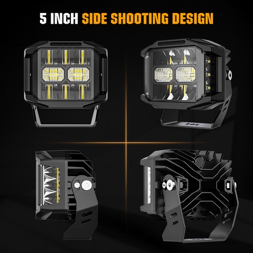 2 PIEZAS 5" 300W LED Luz de Trabajo 270° Punto de Inundación Vainas de Niebla Tirador Lateral Blanco DRL - Imagen 17 de 19