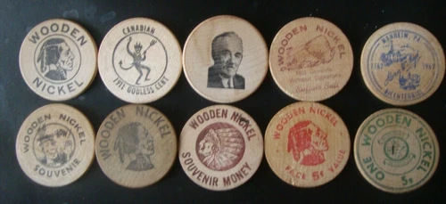 10- Wooden Nickel's 1965 1957 1962 1966 1960 1967 1973 1975 76 77 Listed below
