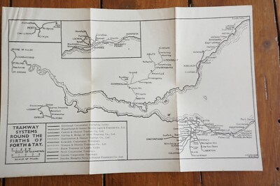 1940 Firths of Forth & Tay elektrische Straßenbahnen Straßenbahnkarte