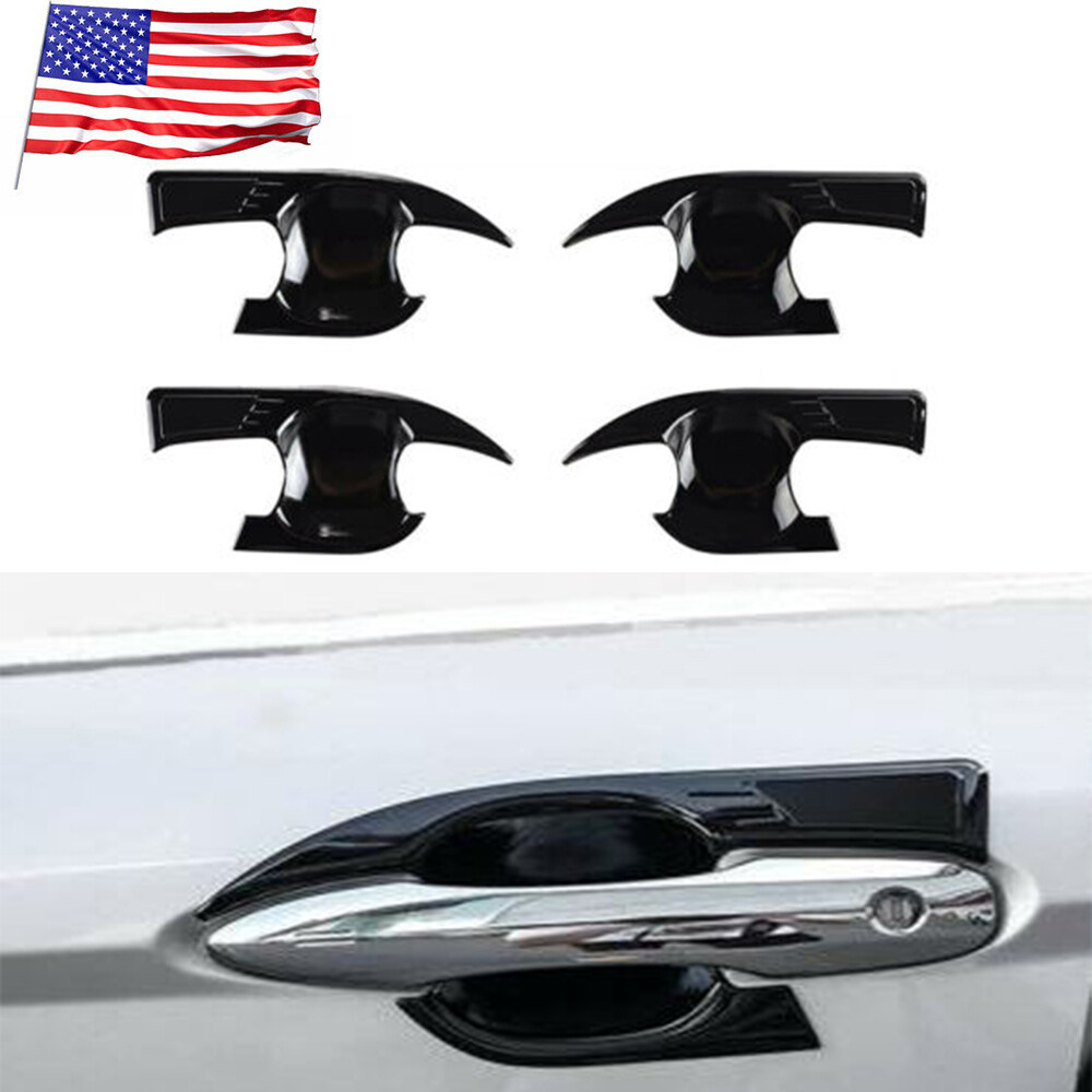 For TOYOTA 2018-2021 Camry Gloss Black ABS Side Door Handle Bowl Covers Trim 4Pc
