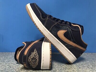 Nike Air Jordan 1 Low SE AJ1 Denim Blue Gold Men's Sz 9 Nike Air Jordan 1 Low SE AJ1 Denim Blue Gold Men's Sz 9