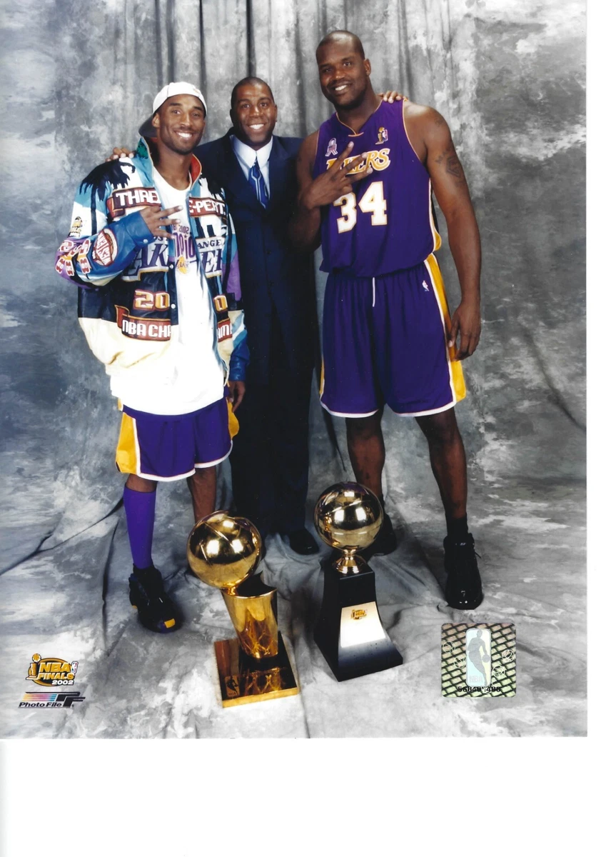 Kobe Bryant Shaq Magic Johnson 2002 Los Angeles Lakers Champ 8 x 10 Photo