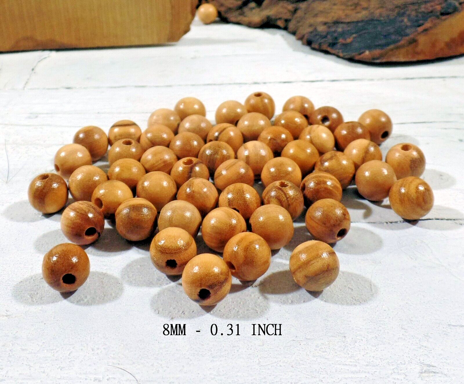 Cuentas de madera de olivo 8mm Cuentas para rosarios o collares de olivo B