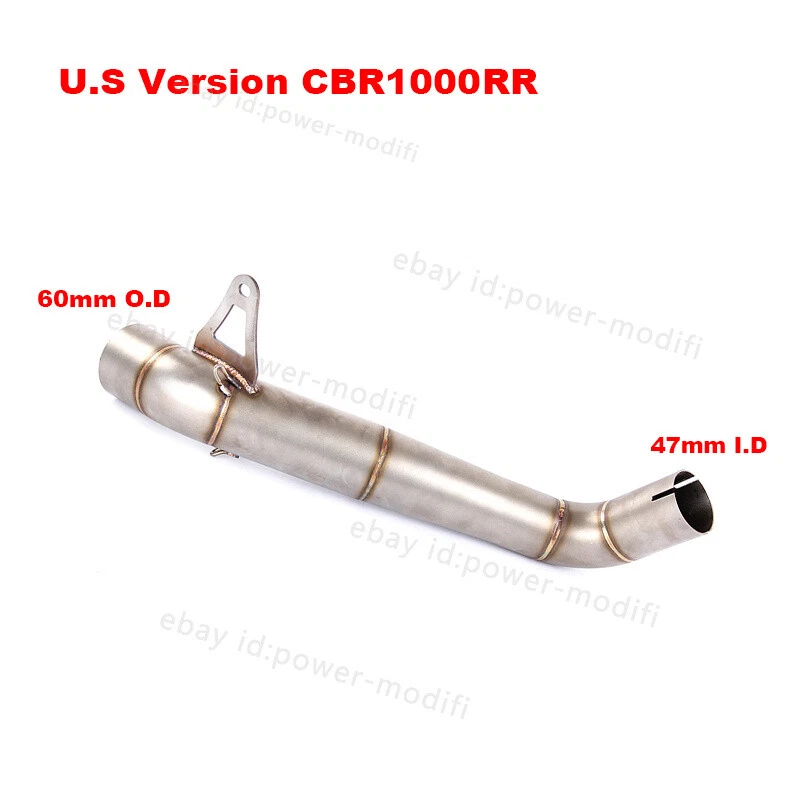 For Honda CBR1000RR 2008-2016 Exhaust Muffler Mid Link Pipe Connect 60MM Tips - Image 2 of 4
