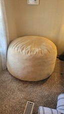 Tan Cordaroy Bean Bag Chair: Barely Used - Queen Sized Mattress Inside