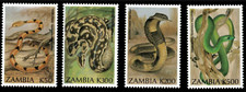 Zambia #SG739-SG742 MNH 1994 Tiger Snake Cobra Python Mamba 639-642