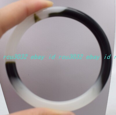 Fashion 56-62mm Natural Black White Jade Round Beads Gemstone Bracelet
