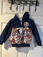 NWT Boys Marvel Avengers Zip Up Hoodie Jacket Size 3T fleece lining warm