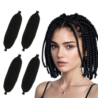 4 Packungen 12 Zoll kinky-curly hair extensions afro verdrehen Haare schwarz vor
