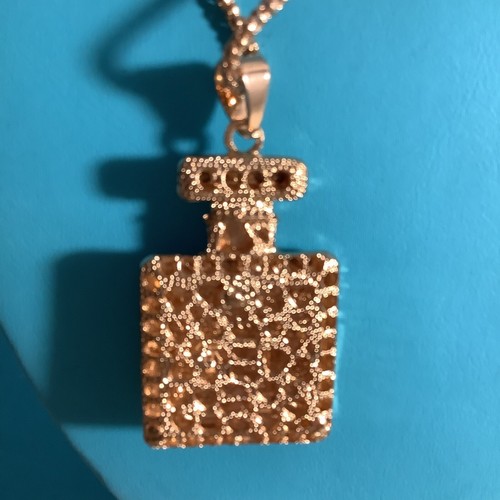 New Betsy Johnson Parfumerie No 5 3D Clear Crystals W/ Multicolor Stones Pendant - Picture 9 of 11