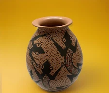 Mata Ortiz Pottery Yoland Soto Olla Vase Jar Lizards Iguana Gecko Mexico Ceramic