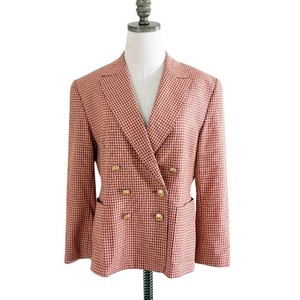 Vintage 90s Mondi Pink/Yellow Gingham Plaid Double Breasted Blazer Women's Sz 8