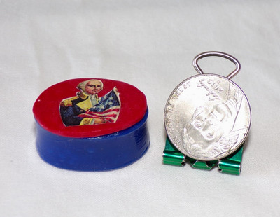 OOAK Miniature Dollhouse Patriotic George Washington Trinket Sewing Box JS
