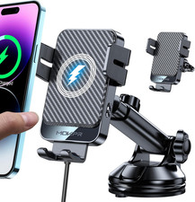 Wireless Car Charger, MOKPR 15W Fast Charging Auto-Clamping Car Mount Universal