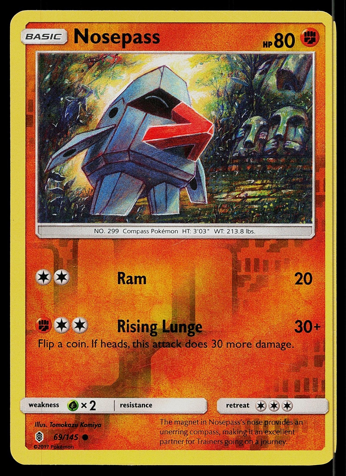 Pokemon Card Guardians Rising Nosepass 69/145 Common Reverse Holo