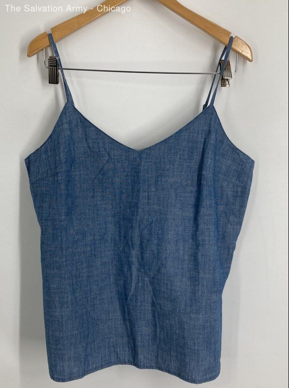 J. Crew Womens Blue Cotton Jean V-Neck Sleeveless Blouse Top Size 6