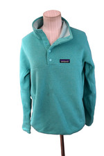 Patagonia Lightweight Better Sweater Womens Medium Teal Snap Pullover Fleece