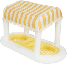 Yellow Giant Floating Drink Station Pool Party Bar Table With Cabana Shade