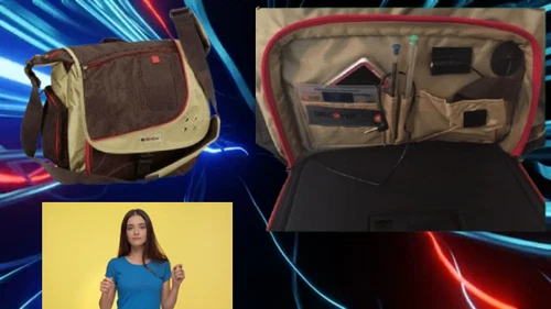 Clearance Sale MUSIC Messenger Travel Backpack Rucksack Laptop School Beige NEW - Picture 5 of 24