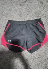 Under Armour Women s Running Shorts Colorblock Elastic Waist Knit Black/Pink