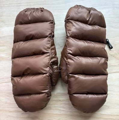 STOIC Brown Primaloft Insulated Puffer Mittens Funky Cozy Glove L Water Repel