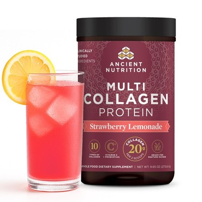 Ancient Nutrition Collagen Peptides Powder Strawberry Lemonade, 24 Servings