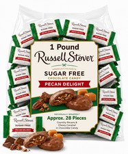 Russell Stover Sugar-Free Pecan Delight, Chewy Caramel Chocolate Candy 1 Pound