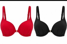 Venus Front-Close Push-Up Bathing suit tops, 1-red, 1-black