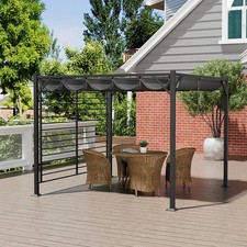 Backyard Pergola Retractable Canopy Decking Fence Grey Sturdy Steel Construction