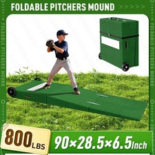 90 in Foldable Pitching Mound W /Pro Pitching Rubber & Wheels, Baseball Training