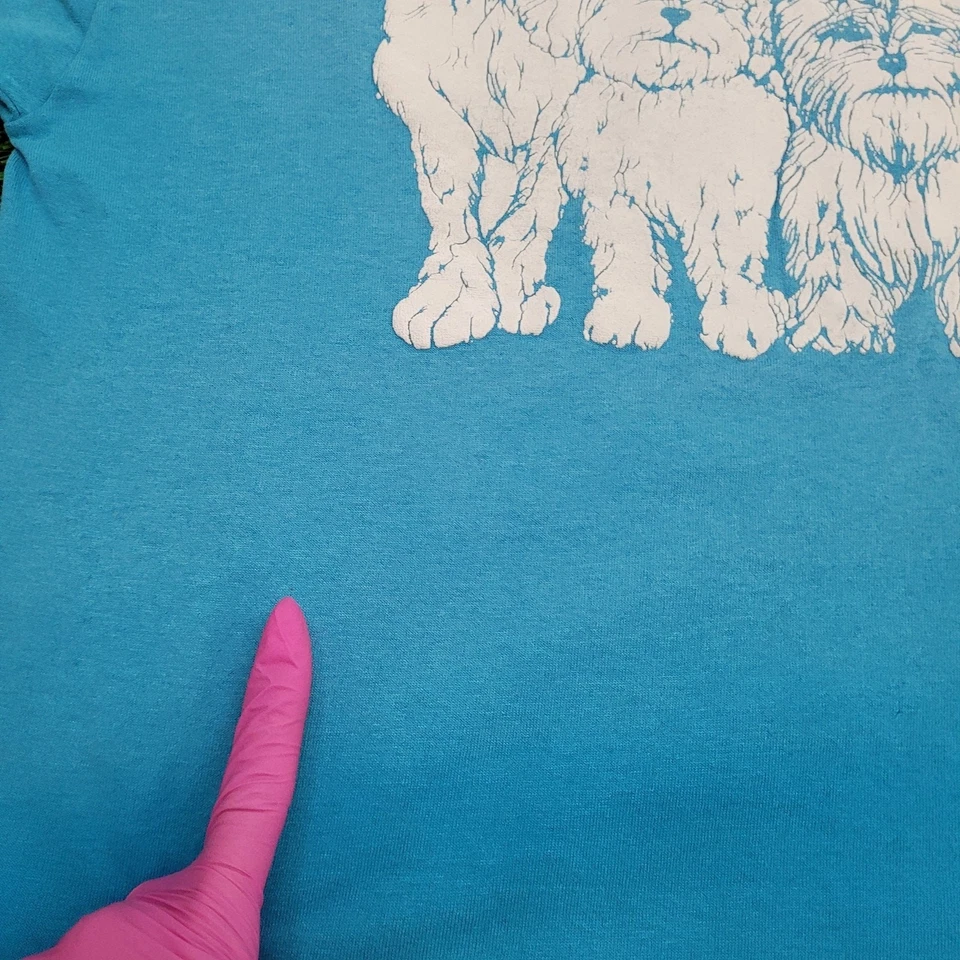 Vintage 90s Cute Adorable Dog Shirt Womens XL 23x25 Blue USA - Image 4 of 4