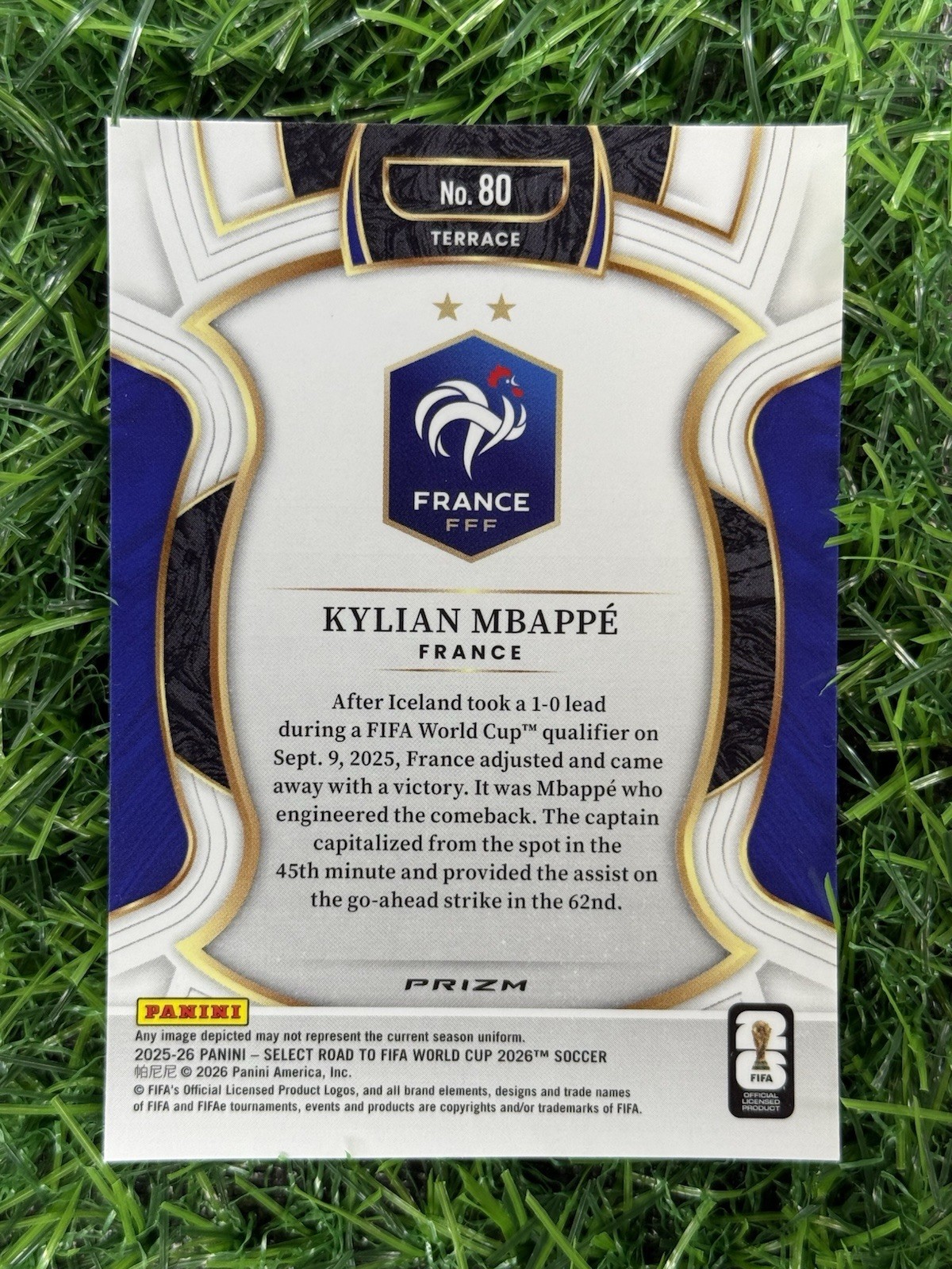 2026 Panini Select Road To FIFA World Cup Terrace Kylian Mbappe Purple Mojo #80 view 2
