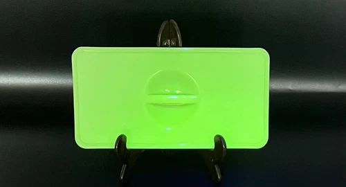 Vtg Jeanette Jadeite Uranium Glass Lid Only For Regrigerator Dish 8.5" X 4 1/8"